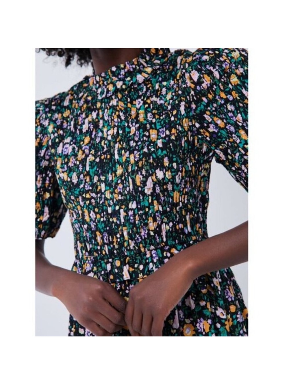 Hyacinth House | NEW Black Multi Floral Smocked Samantha Midi
Dress Size XS - Picture 4 of 4